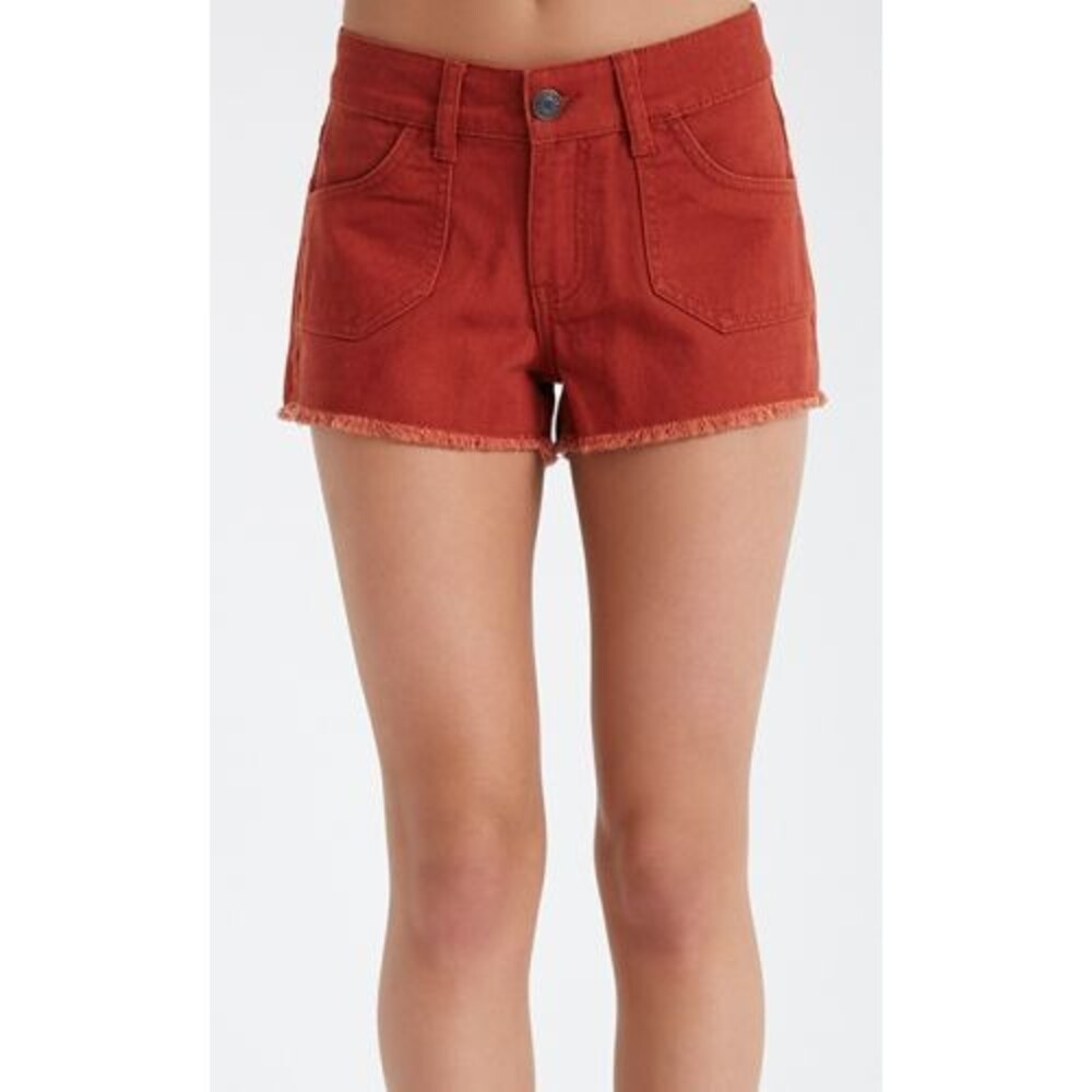 Burnt Orange Rust Color Frayed Hem Cotton Denim Women Shorts Juniors Size 13